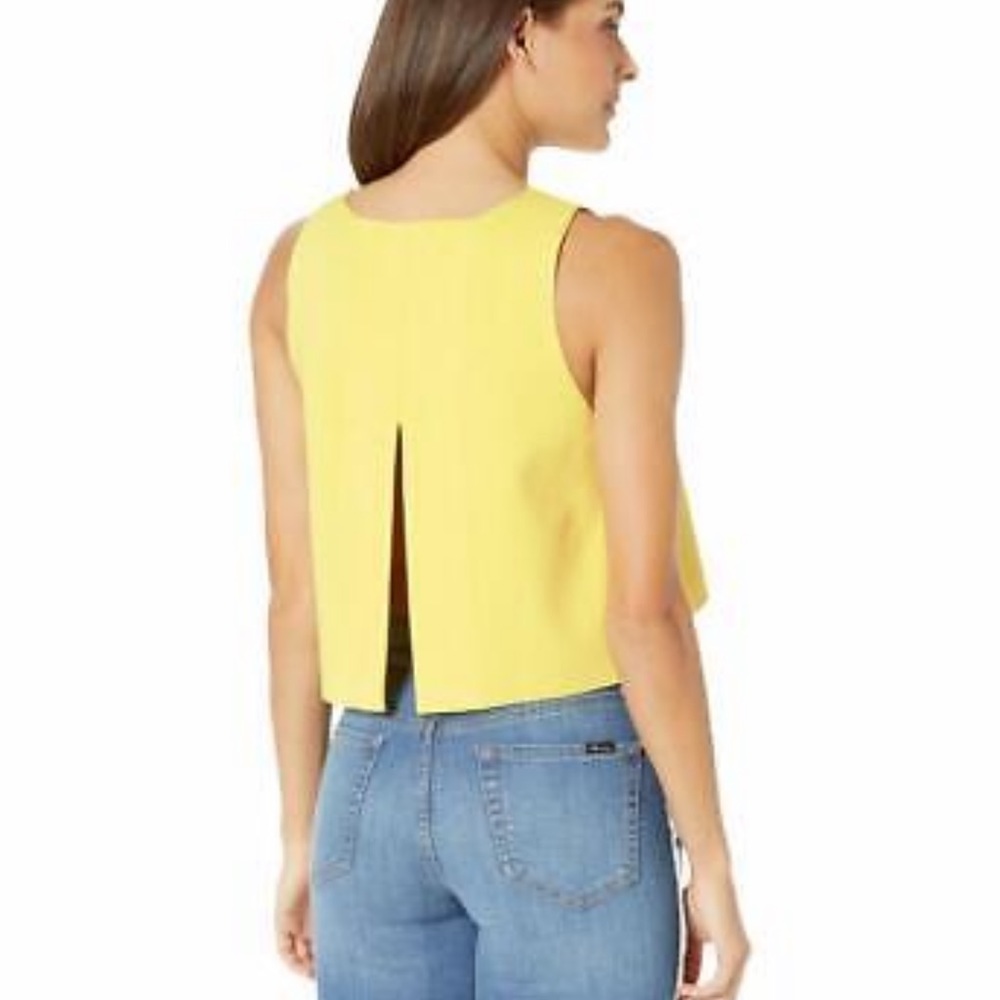 BCBG Max Azria daffoldil yellow crop top, with slit back - Size large